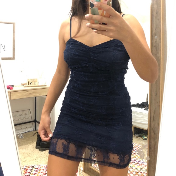 Navy blue Lulu lace dress. - Picture 1 of 5